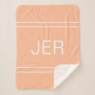 Modernes Mit Monogramm klassisches Initial Peach Sherpadecke