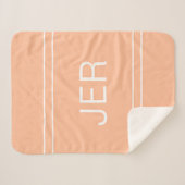 Modernes Mit Monogramm klassisches Initial Peach Sherpadecke (Vorderseite (Horizontal))
