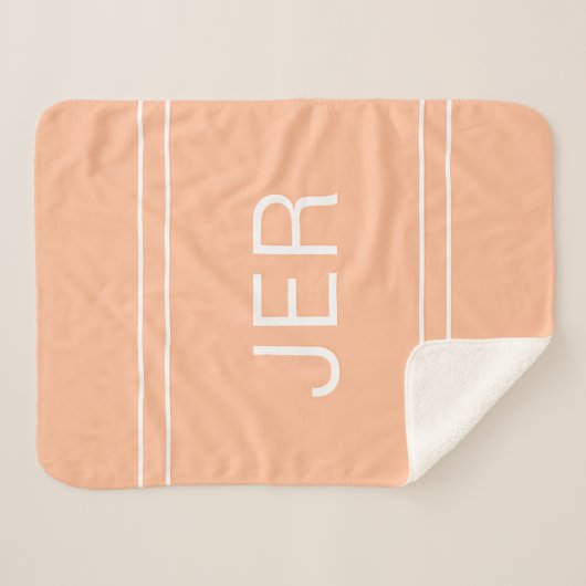 Modernes Mit Monogramm klassisches Initial Peach Sherpadecke (Vorderseite (Horizontal))