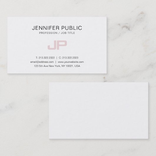 Modernes Mit Monogramm Kunstdesign weiß Visitenkarte (Vorne/Hinten)