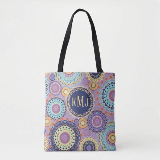 Modernes Mit Monogramm Mandala-Muster Tasche (Vorderseite)