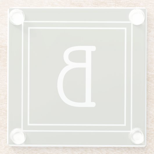Modernes Mit Monogramm Moss Grün & Weiß Glasuntersetzer (Rückseite)