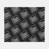 Modernes Mit Monogramm Muster | Schwarz und Weiß Fleecedecke (Vorderseite (Horizontal))