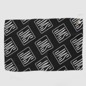 Modernes Mit Monogramm Muster | Schwarz und Weiß Golfhandtuch (Horizontal)