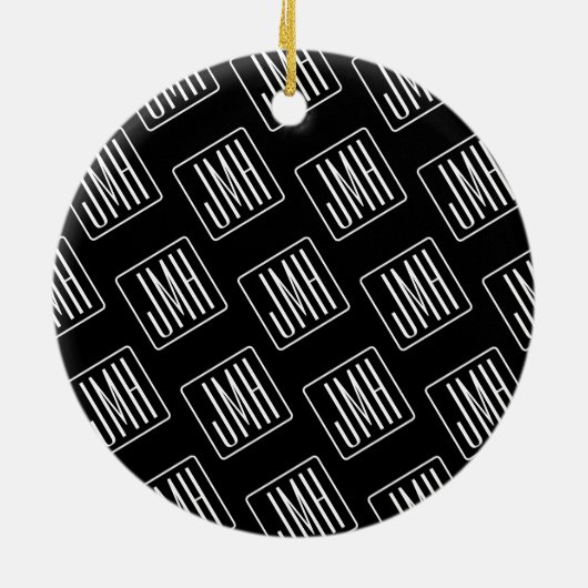 Modernes Mit Monogramm Muster | Schwarz und Weiß Keramik Ornament (Hinten)