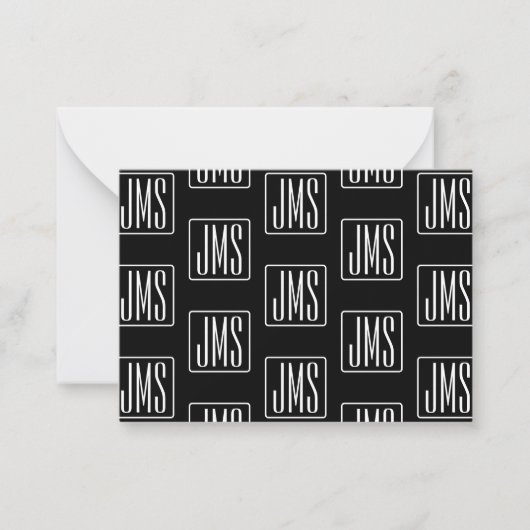 Modernes Mit Monogramm Muster | Schwarz und Weiß Mitteilungskarte (Vorderseite)