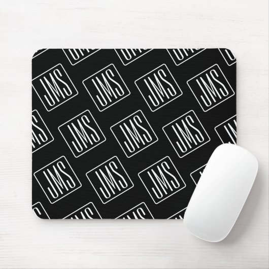 Modernes Mit Monogramm Muster | Schwarz und Weiß Mousepad (Mit Mouse)