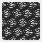 Modernes Mit Monogramm Muster | Schwarz und Weiß Quadratischer Aufkleber (Vorderseite)