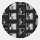 Modernes Mit Monogramm Muster | Schwarz und Weiß Runder Aufkleber (Vorderseite)