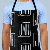 Modernes Mit Monogramm Muster | Schwarz und Weiß Schürze