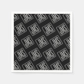 Modernes Mit Monogramm Muster | Schwarz und Weiß Serviette (Vorderseite)
