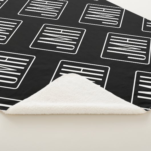 Modernes Mit Monogramm Muster | Schwarz und Weiß Sherpadecke (3/4)