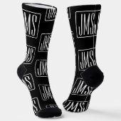 Modernes Mit Monogramm Muster | Schwarz und Weiß Socken (Gewinkelt)