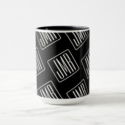 Modernes Mit Monogramm Muster | Schwarz und Weiß Tasse (Zentrum)