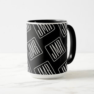 Modernes Mit Monogramm Muster   Schwarz und Weiß Tasse
