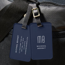 Modernes Mit Monogramm Navy Blue Gepäckanhänger