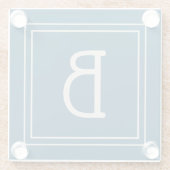 Modernes Mit Monogramm Ocean Blue & Ivory Initial Glasuntersetzer (Rückseite)