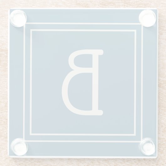 Modernes Mit Monogramm Ocean Blue & Ivory Initial Glasuntersetzer (Rückseite)