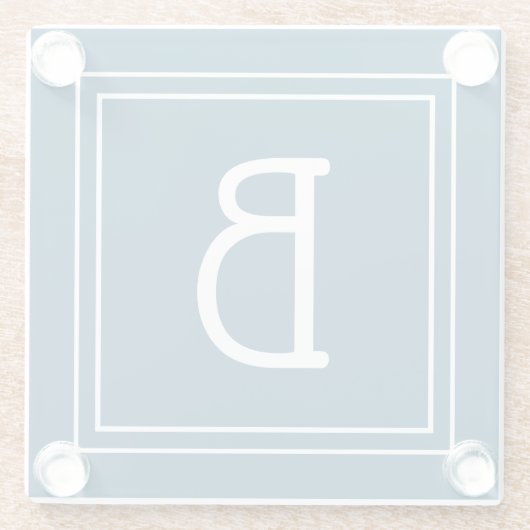 Modernes Mit Monogramm Ocean Blue & White Initial Glasuntersetzer (Rückseite)