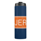 Modernes Mit Monogramm Orange Blue Niedlich Drink Thermosbecher (Vorderseite)