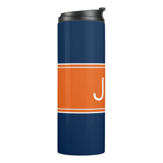 Modernes Mit Monogramm Orange Blue Niedlich Drink Thermosbecher (Nach links gedreht)