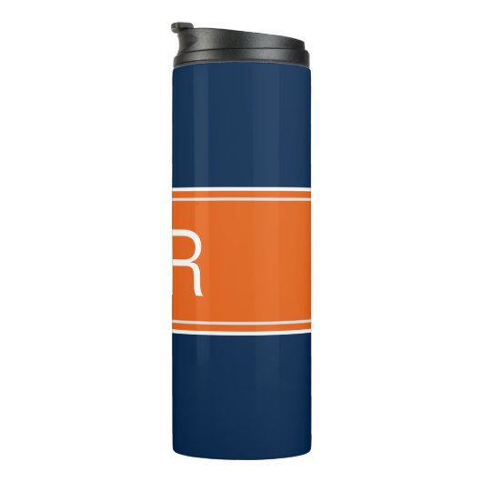Modernes Mit Monogramm Orange Blue Niedlich Drink Thermosbecher (Nach rechts gedreht)