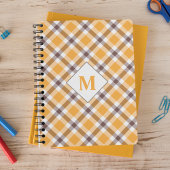 Modernes Mit Monogramm Orange Kariertes Tartan Mus Notizblock
