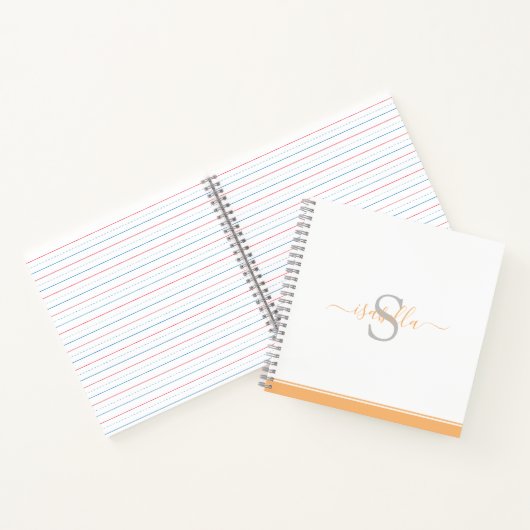 Modernes Mit Monogramm Peach Notizblock (Innenseite)