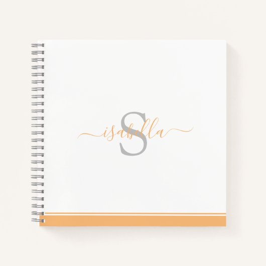 Modernes Mit Monogramm Peach Notizblock (Vorderseite)