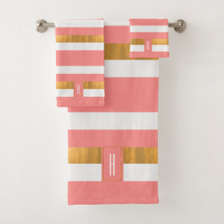 Modernes Mit Monogramm PfirsichbadehandtuchSet Badhandtuch Set