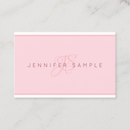 Modernes, Mit Monogramm rosa Minimalistisches Temp Visitenkarte (Vorderseite)