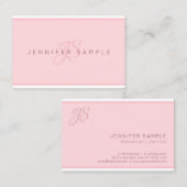 Modernes, Mit Monogramm rosa Minimalistisches Temp Visitenkarte (Vorne/Hinten)