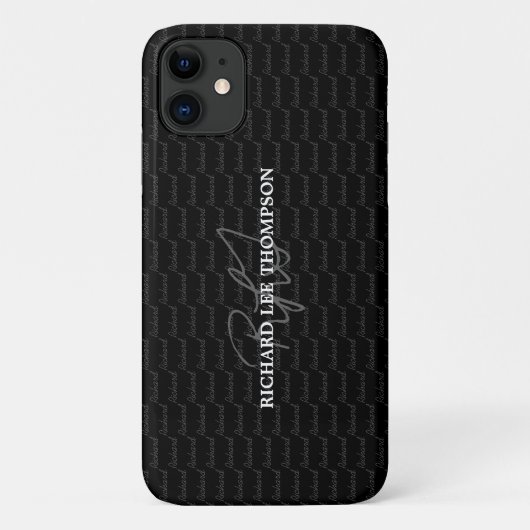 modernes mit Monogramm Schwarz Case-Mate iPhone Hülle (Rückseite)