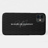 modernes mit Monogramm Schwarz Case-Mate iPhone Hülle (Rückseite (Horizontal))
