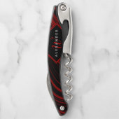 Modernes Mit Monogramm Schwarz-Rot-Abstraktes Must Kellnermesser (Rückseite)