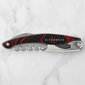 Modernes Mit Monogramm Schwarz-Rot-Abstraktes Must Kellnermesser (Rückseite)