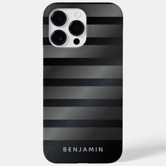 Modernes Mit Monogramm Schwarz und Grau Case-Mate iPhone Hülle (Rückseite)