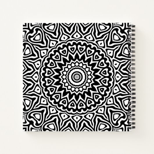 Modernes Mit Monogramm Schwarz-Weiß-Mandala-Muster Notizblock (Rückseite)