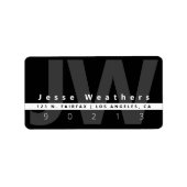 Modernes Mit Monogramm | Schwarz-weiße und graue A Adressaufkleber (Vorne)