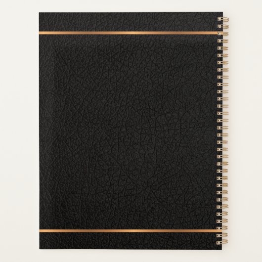 Modernes, mit Monogramm, schwarzes Gold Planer (Rückseite)