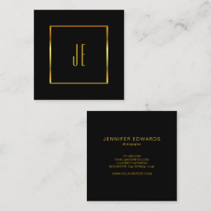 Modernes mit Monogramm Schwarzes Gold Quadratische Visitenkarte