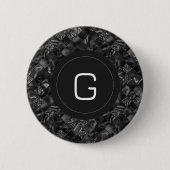 Modernes Mit Monogramm Schwarzes Imitat Glitzer Pa Button (Vorderseite)