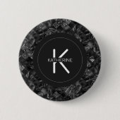 Modernes Mit Monogramm Schwarzes Imitat Glitzer Pa Button (Vorderseite)