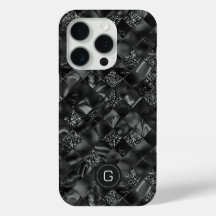 Modernes Mit Monogramm Schwarzes Imitat Glitzer Pa