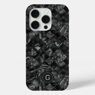 Modernes Mit Monogramm Schwarzes Imitat Glitzer Pa Case-Mate iPhone Hülle