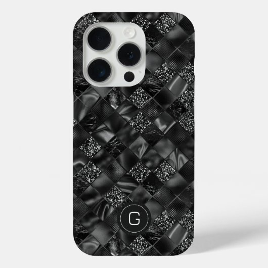 Modernes Mit Monogramm Schwarzes Imitat Glitzer Pa Case-Mate iPhone Hülle (Rückseite)