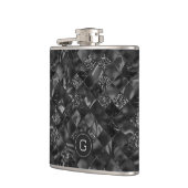 Modernes Mit Monogramm Schwarzes Imitat Glitzer Pa Flachmann (Links)