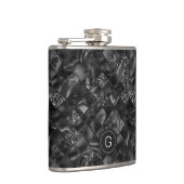 Modernes Mit Monogramm Schwarzes Imitat Glitzer Pa Flachmann (Rechts)