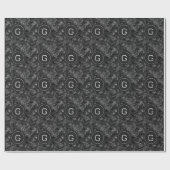 Modernes Mit Monogramm Schwarzes Imitat Glitzer Pa Geschenkpapier (Flach)