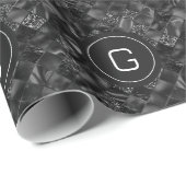 Modernes Mit Monogramm Schwarzes Imitat Glitzer Pa Geschenkpapier (Rolleneckpunkt)